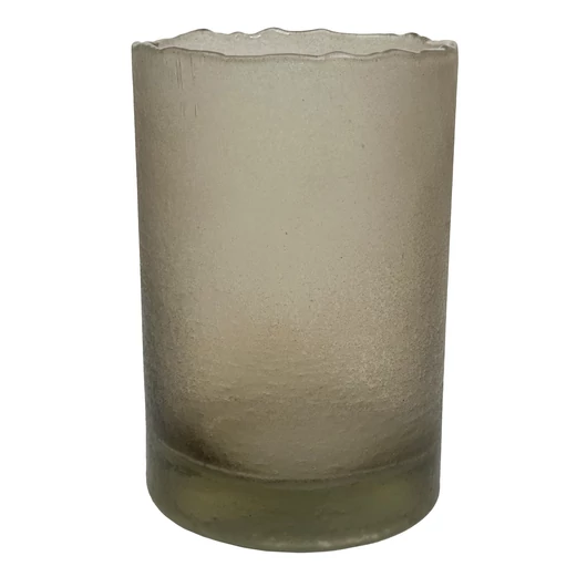 ÜVEG GYERTYATARTÓ BARNA - M