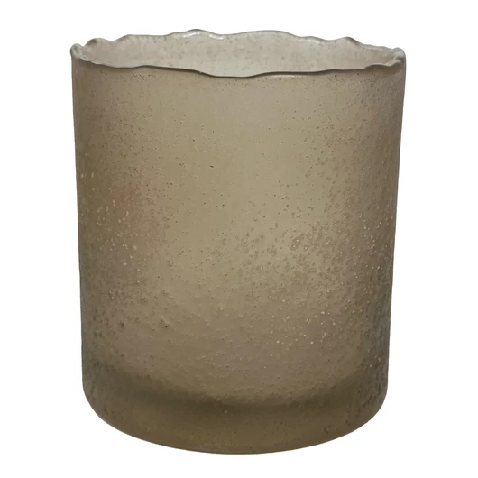 ÜVEG GYERTYATARTÓ BARNA - S