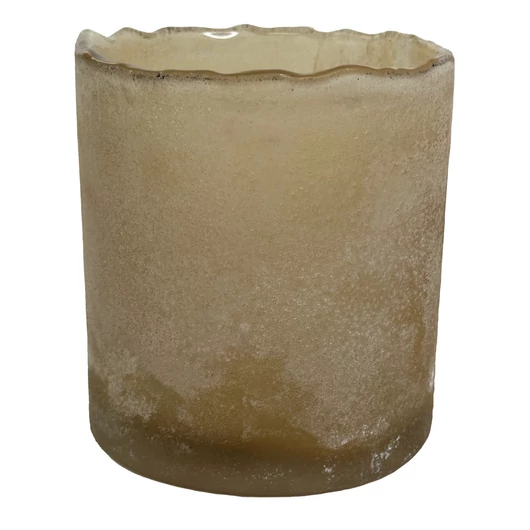 ÜVEG GYERTYATARTÓ BÉZS - S