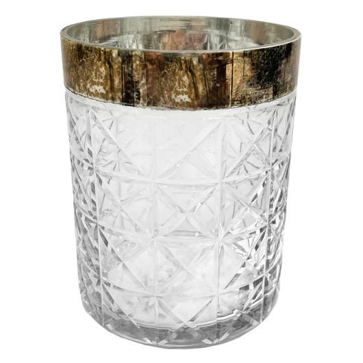 ÜVEG MÉCSESTARTÓ MART MINTÁS - C