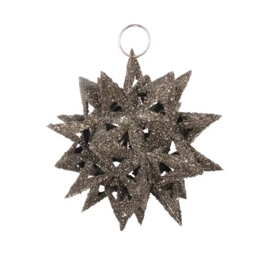 EZÜST GLITTERES ÁTTÖRT CSILLAG - L